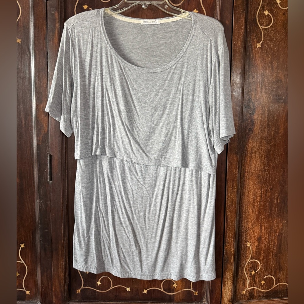 Gray Asymmetrical Short Sleeve Tunic